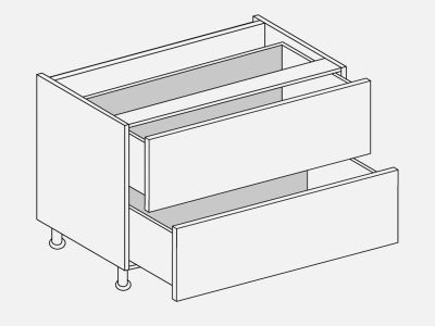 Hamilton Gloss Cream 900 2 Drawer Base Unit Soft Close White Cab