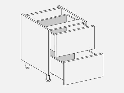 Hamilton Gloss Anthracite 500 2 Drawer Base Unit Soft Close Oak Cab